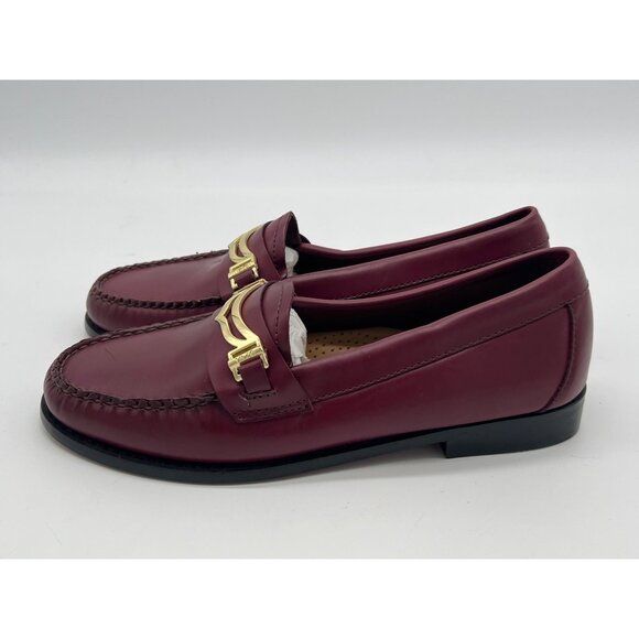 G.H. Bass Weejuns Burgundy Leather Womens Loafers Size 6M With Gold Bit Detail - Picture 3 of 13